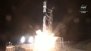 A SpaceX Falcon 9 rocket launches NASA's Surface Water and Ocean Topography (SWOT) satellite into orbit from Vandeberg Space Force Base in California on Dec. 16, 2022 on a mission to study Earth's surface water like never before.
