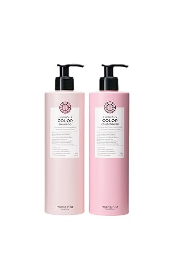 Maria Nila Luminous Color, Shampoo &amp;amp; Conditioner Set, for Shiny Glossy Hair, Pomegranate &amp;amp; Color Guard Complex Stops Color Loss From Washing &amp;amp; Styling, 2 X 16.9 Fl Oz