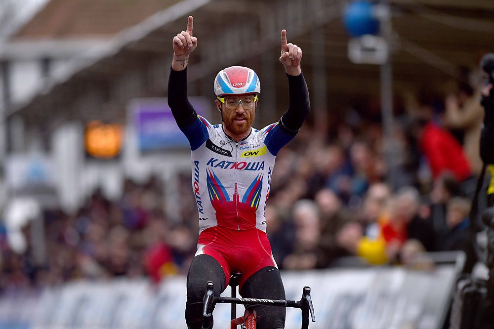 Luca Paolini (Katusha) takes the win at Gent-Wevelgem