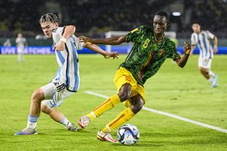 Sekou Koné in action for Mali against Argentina at the Under-17 World Cup in December 2023.