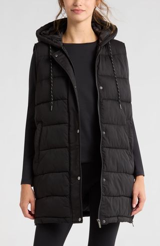 Long Hooded Puffer Vest