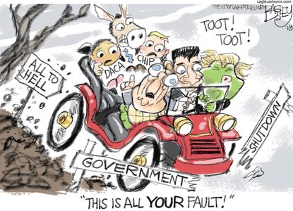 Political cartoon U.S. government shutdown DACA CHIP GOP
