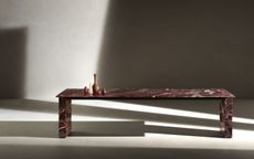 Milan Design Week B&B Italia Assiale rectangular dining table in red marble