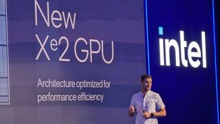 Arik Gihon on stage at Intel Tech Tour 2024 in Taipei speaking about Intel Xe2 GPU