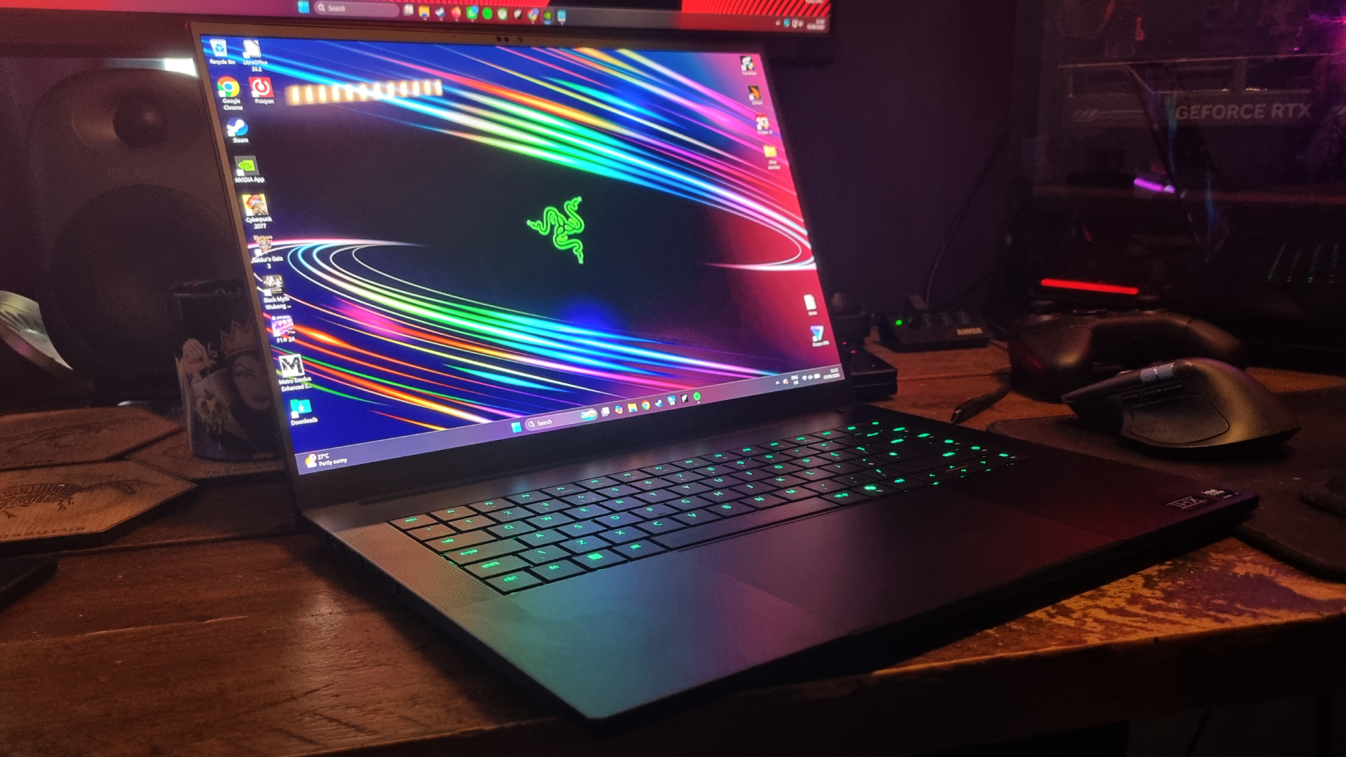 A Razer Blade 16 (2026) gaming laptop on a desk