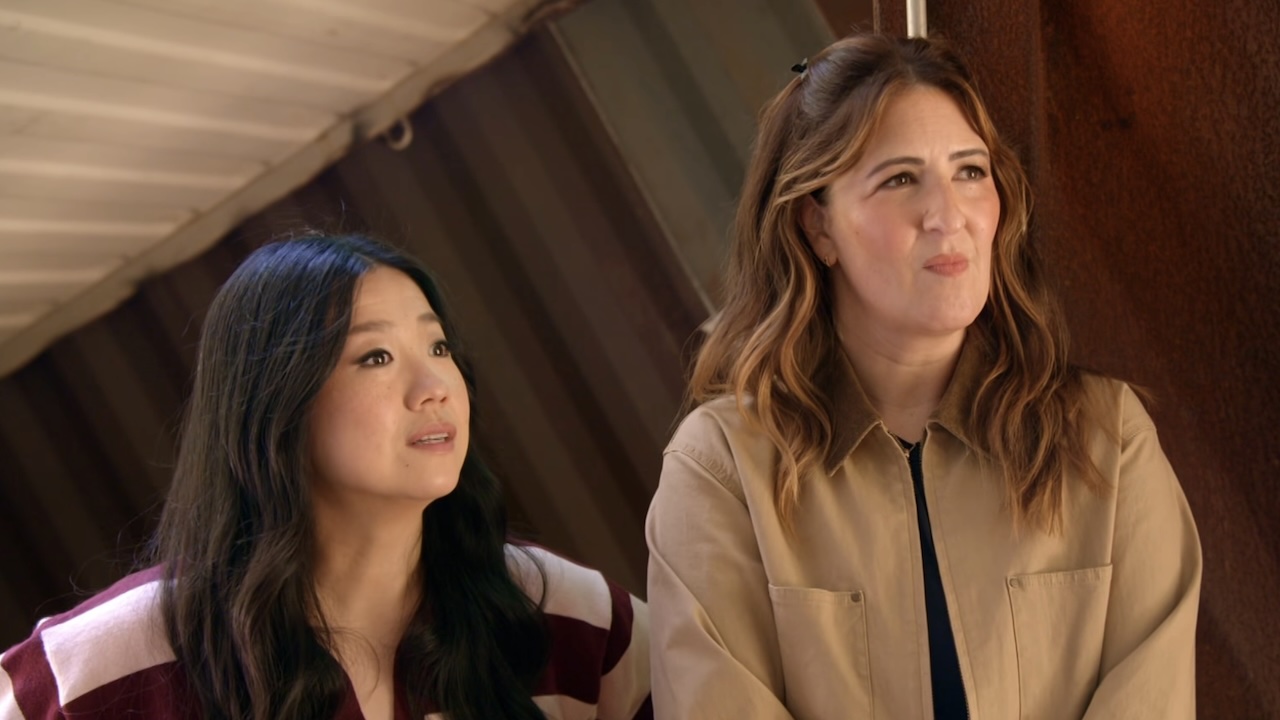 D'Arcy Carden and Sherry Cola standing inside a house made out of shipping containers on Wild Vacation Rentals &amp;quot;Florida Goes Wild&amp;quot;