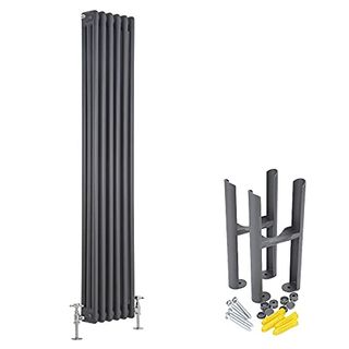 Milano Windsor - Anthracite Cast Iron Style Vertical Triple Column Radiator Feet - 1800mm X 290mm