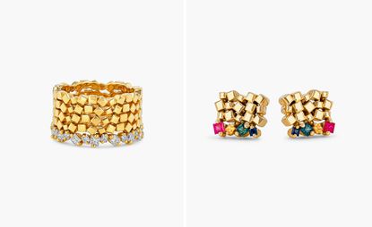gold jewellery, ring and earrings by Suzanne Kalan