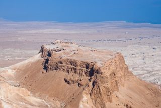 A bird's-eye view of Masada, in Israel near the Dead Sea.