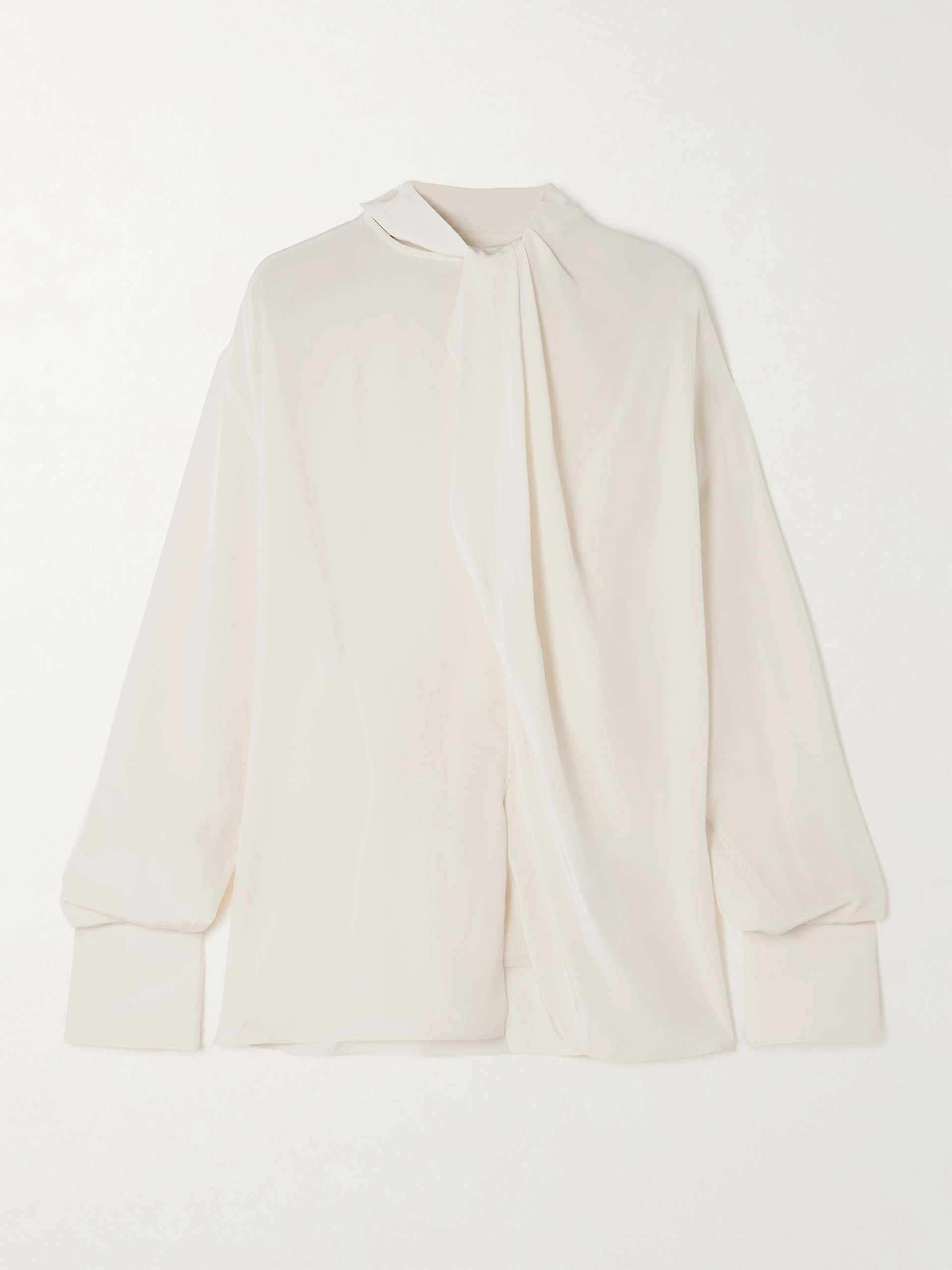 Asymmetric Draped Silk Blouse