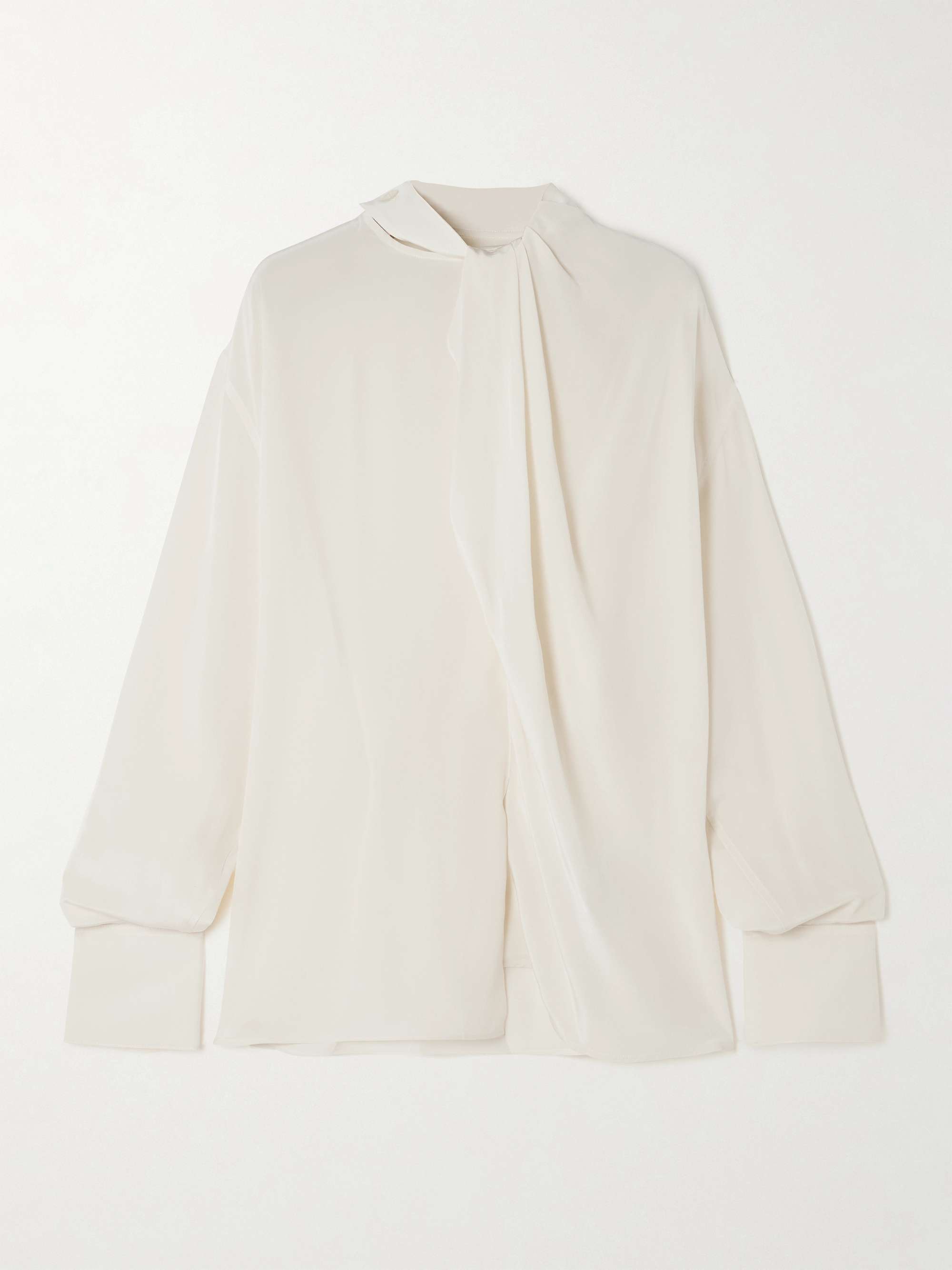 Asymmetric Draped Silk Blouse
