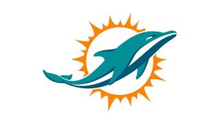 Miami Dolphins logo from 2013, depicting a leaping dolphin in front of a sun shape.