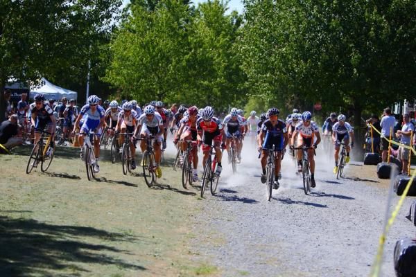 And we're off: The cyclo-cross season gets underway as the men's race starts.
