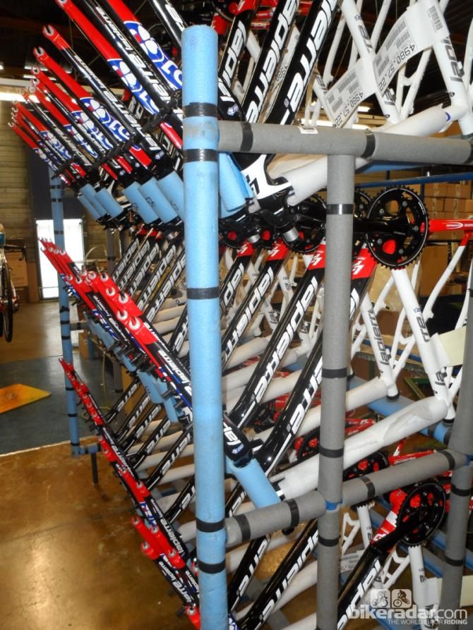 Racks full of Lapierre cyclocross frames ready for the season
