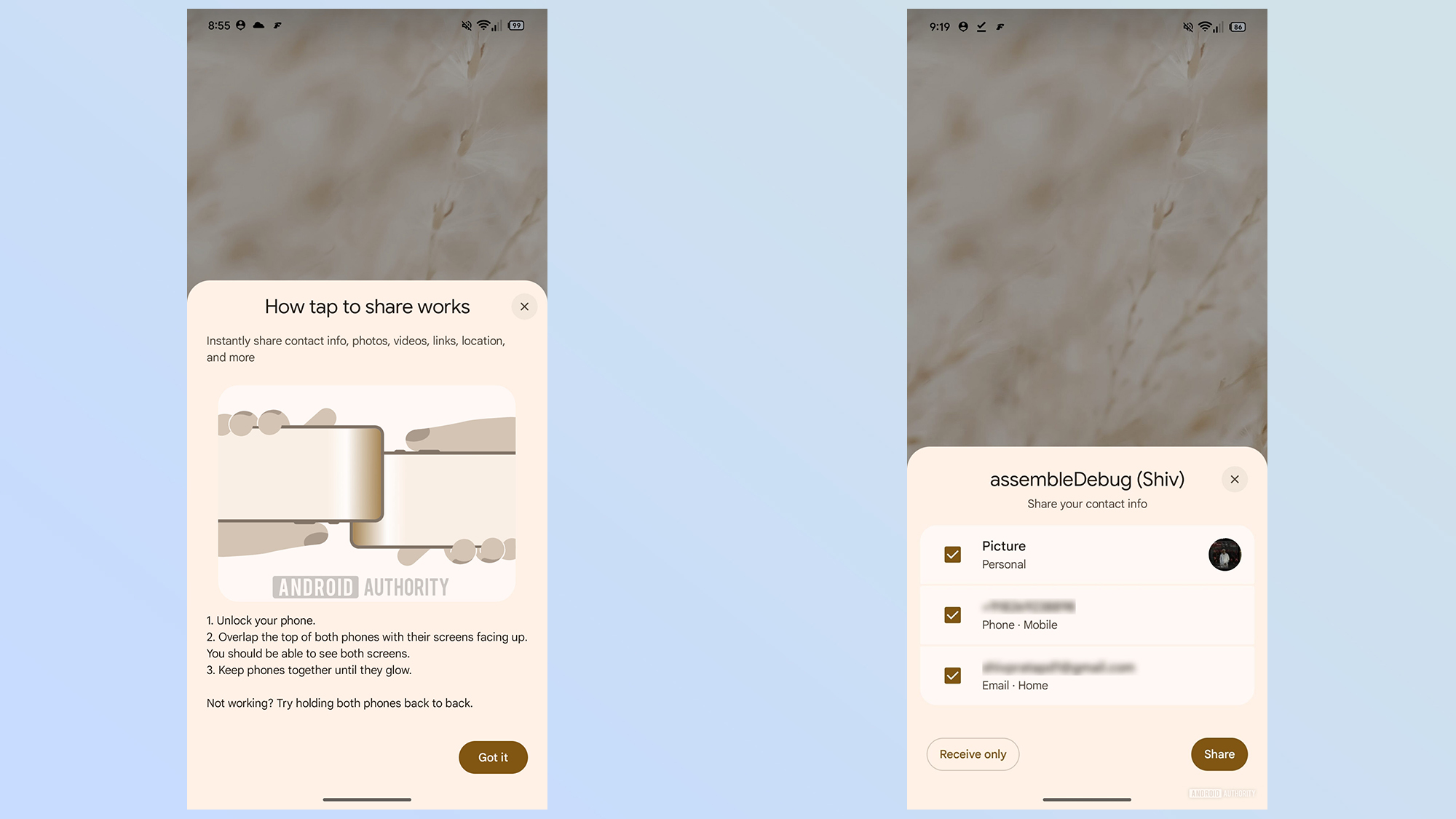 tap to share screenshots Android