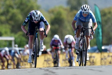 Keely Bennett and Alyssa Polites sprint for the win at the Inverell criterium