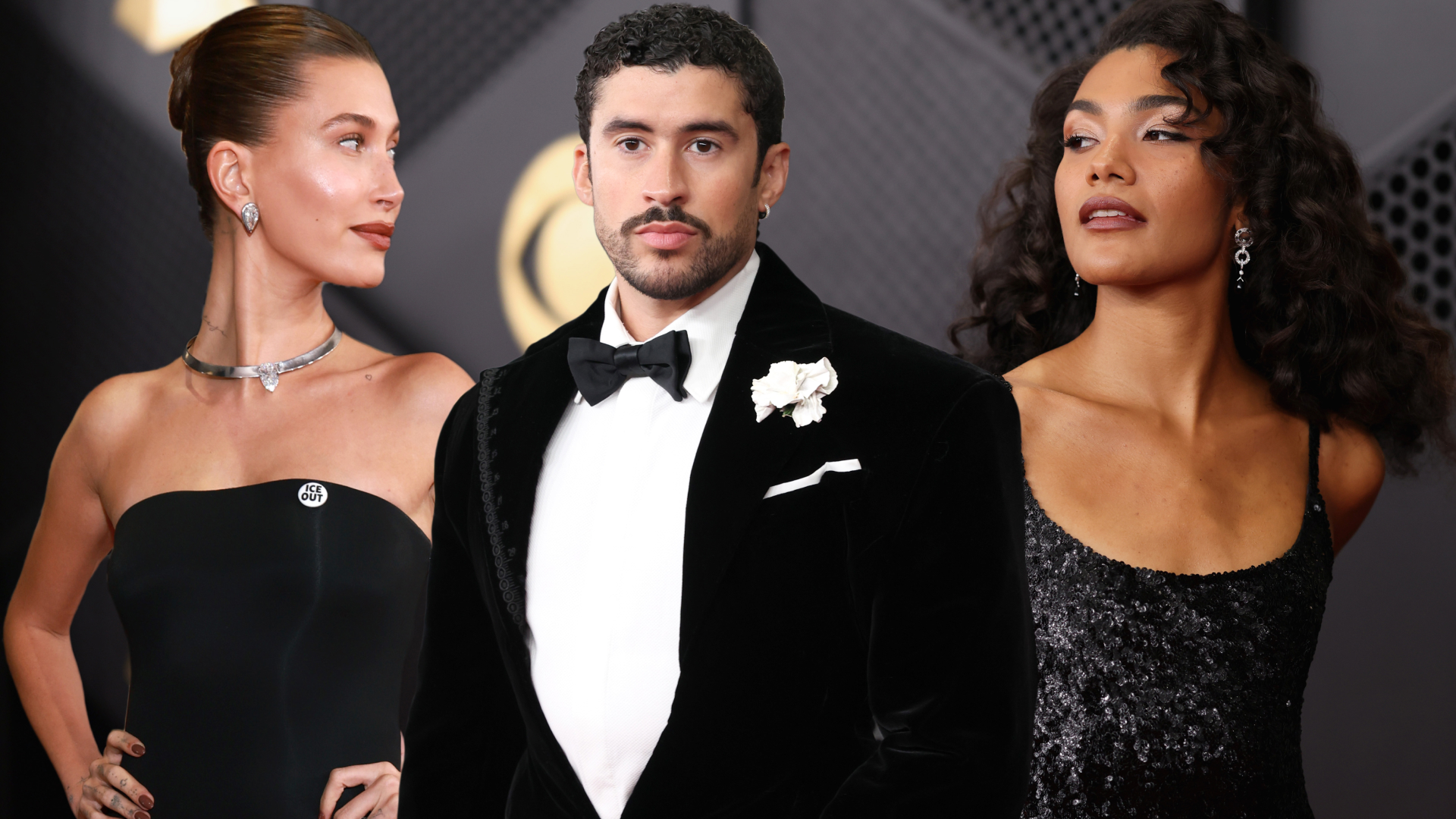 Hailey Bieber, Bad Bunny, and Olivia Dean on the 2026 Grammys red carpet