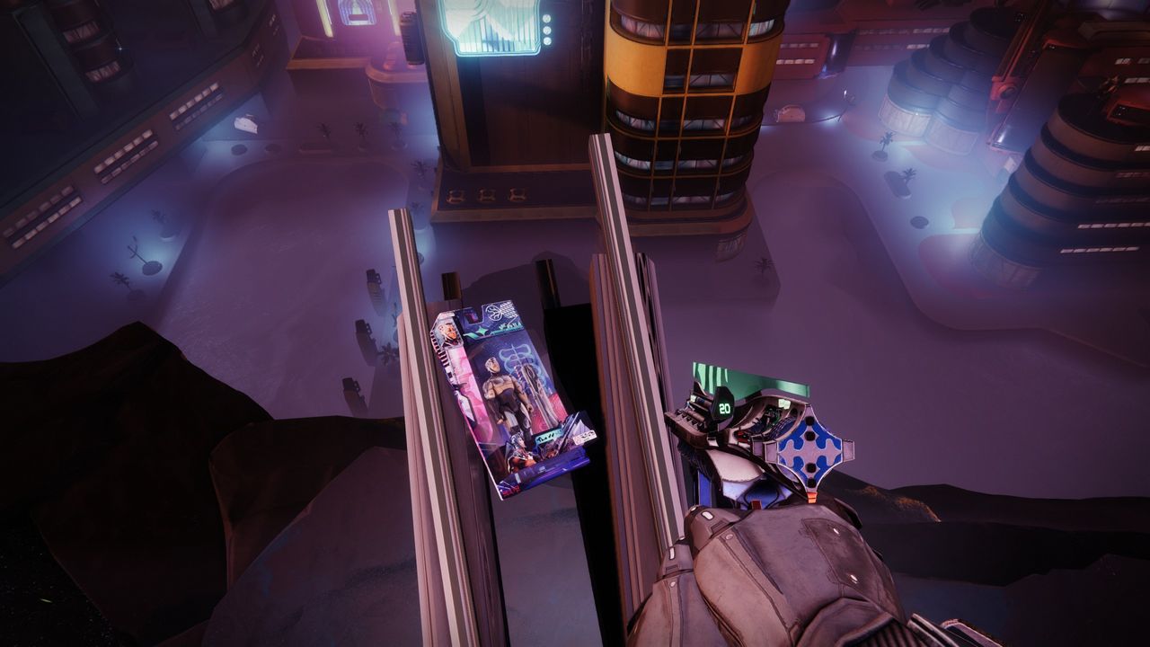 Destiny 2 action figure lying on a turret