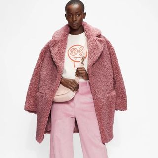 Ted Baker pink faux fur coat