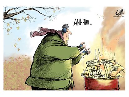 Editorial cartoon global warming fall cold
