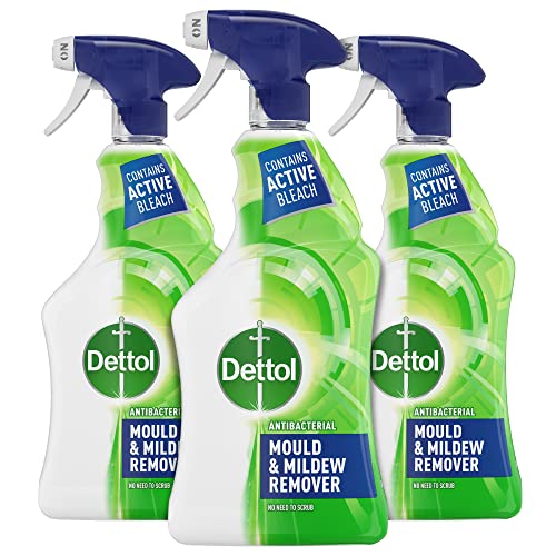 Dettol Mould Remover, Multipack of 3 X 750ml, Total 2.25l, Mould and Mildew Remover, Mould Spray, Bleach Spray, Bathroom Mould Remover, Antibacterial, Disinfectant, Household Cleaners