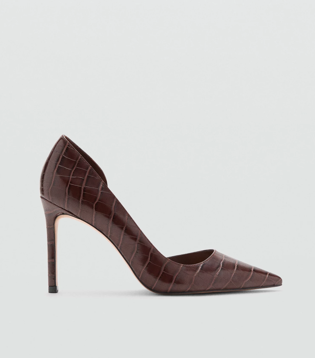 MANGO, Asymmetrical Croc-Effect Heeled Shoes