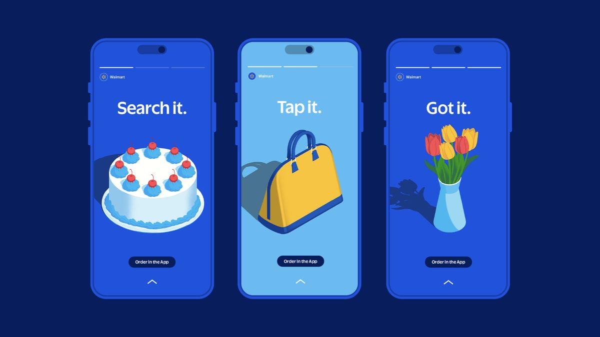 Walmart illustrations on a mobile
