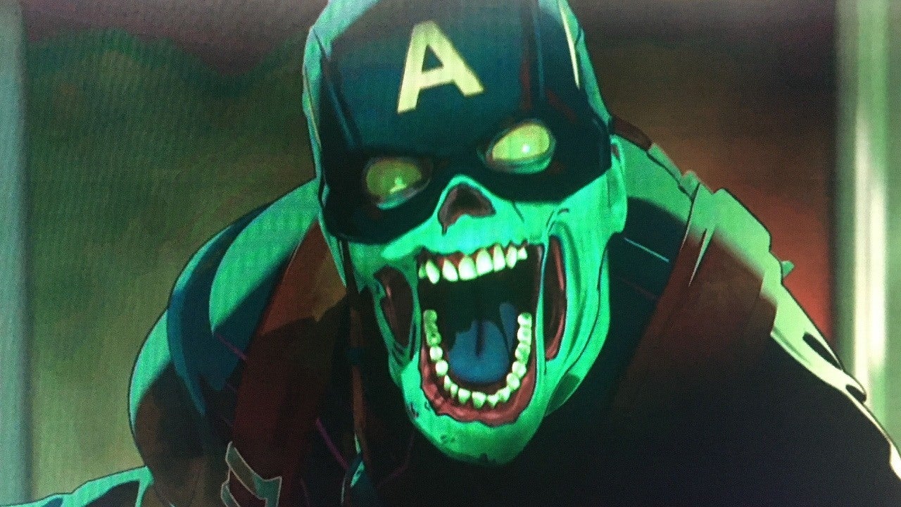 A zombified Captain America roars directly at the camera in Marvel Studios' What If...? season 1