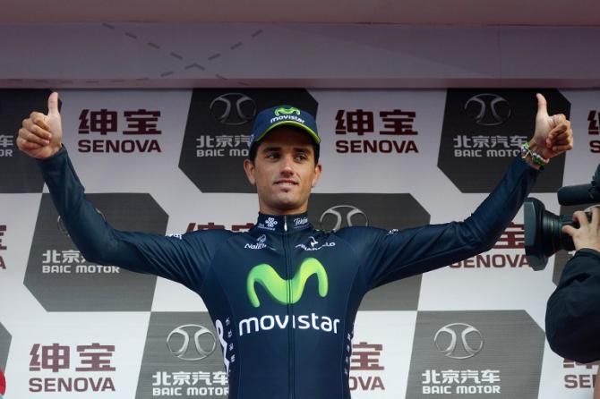 Benat Intxausti (Movistar) celebrates his win in Beijing