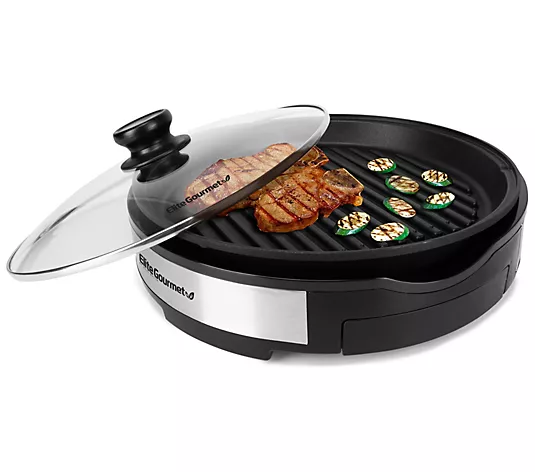 Elite, Elite Gourmet 12" Deluxe Indoor Grill with Lid