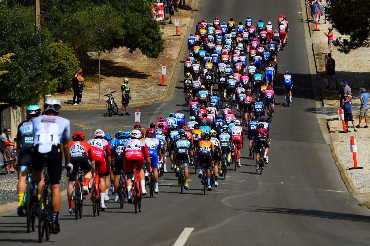 The 2020 Tour Down Under peloton on stage 1