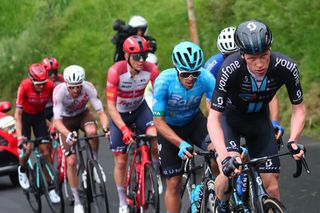 Team DSMs Norwegian rider Andreas Leknessund R leads the breakaway during the fourth stage of the Giro dItalia 2023 cycling race 175 km between Venosa and Lago Laceno on May 9 2023 Photo by Luca Bettini AFP Photo by LUCA BETTINIAFP via Getty Images