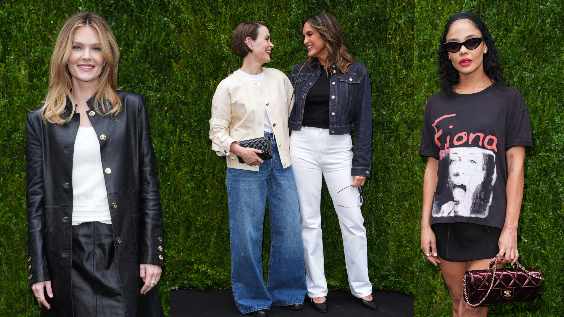 meghann fahy, sarah paulson, mariska hargitay, and tessa thompson wear chanel outfits at a chanel filmmakers luncheon