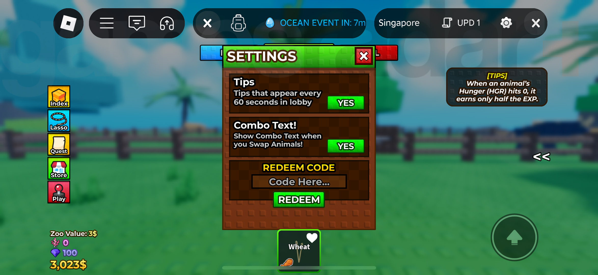 Raise Animals codes
