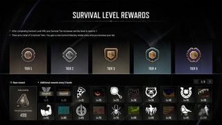 Survival level rewards page