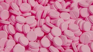 Closeup of pink pills
