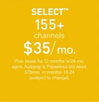 Select Package - 155 channels ($59.99 per month)