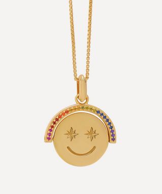 22ct Gold-Plated Rainbow Happy Face Spinning Pendant Necklace