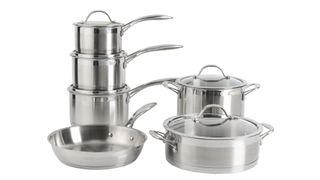 ProCook Professional Stainless Steel Uncoated Cookware Set on a white background