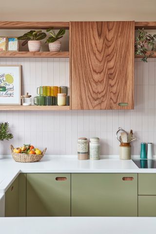 Green and wood kitchen