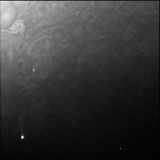 This detailed image of Jupiter's dark side, taken during the Juno spacecraft's 11th approach of the gas giant, comes from Juno's Stellar Reference Unit camera. It was taken from just 66,000 miles above the planet's cloud tops.