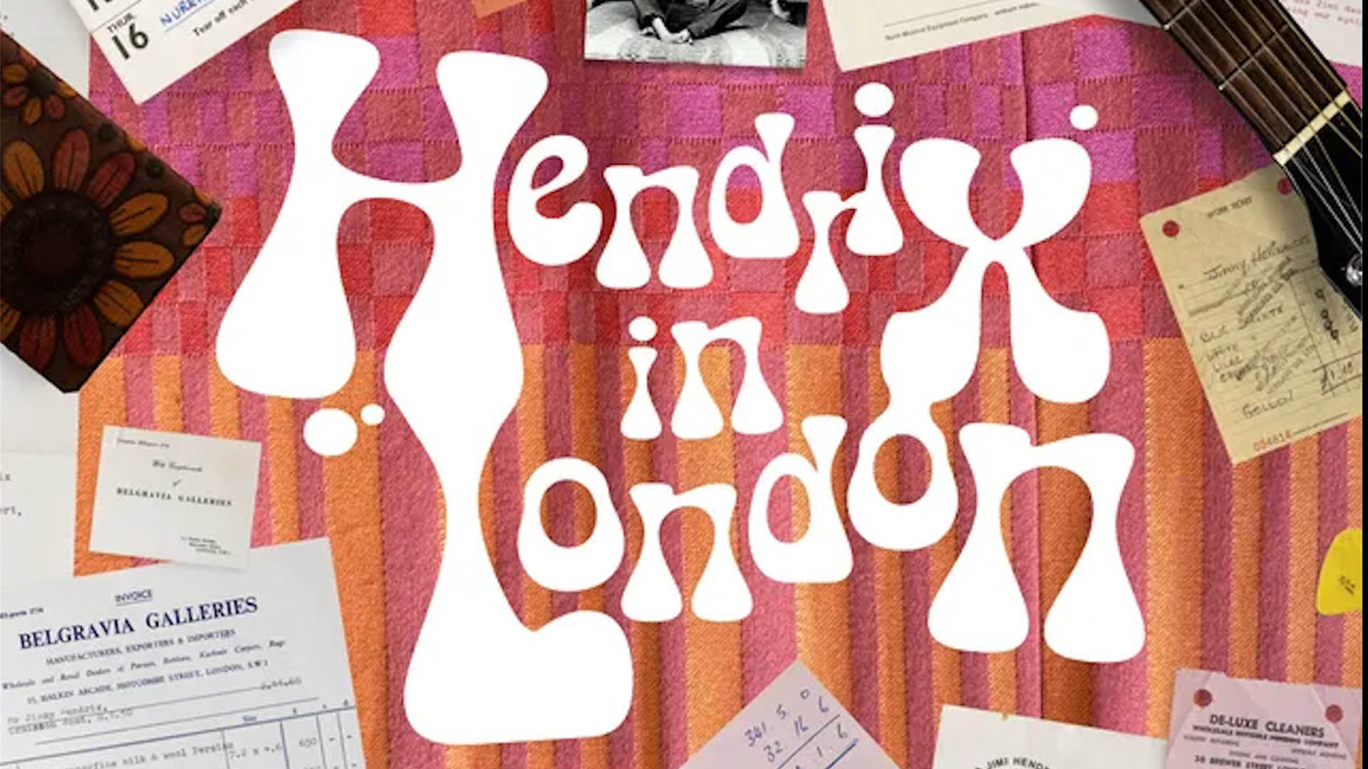 A Jimi Hendrix exhibition poster. 