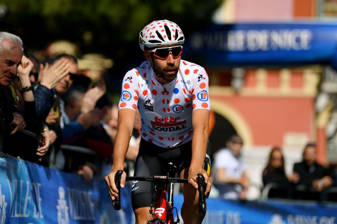 Thomas De Gendt in the polka-dot jersey