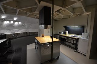 The kitchen of the HI-SEAS mock mission habitat.