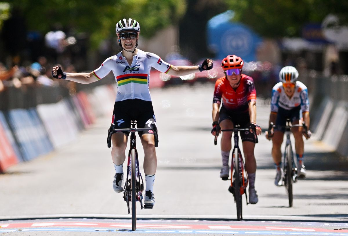 Kim Le Court crosses the line in the break for the biggest win of her career