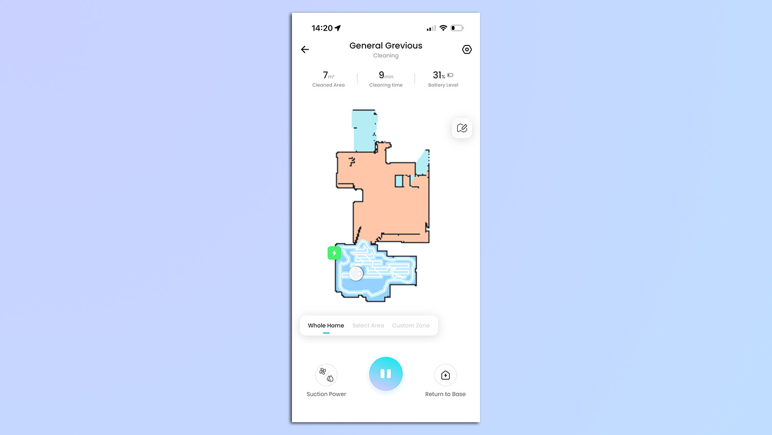 Screenshot of mapping from the Lefant mobile app for the Lefant M210 Pro OMNI