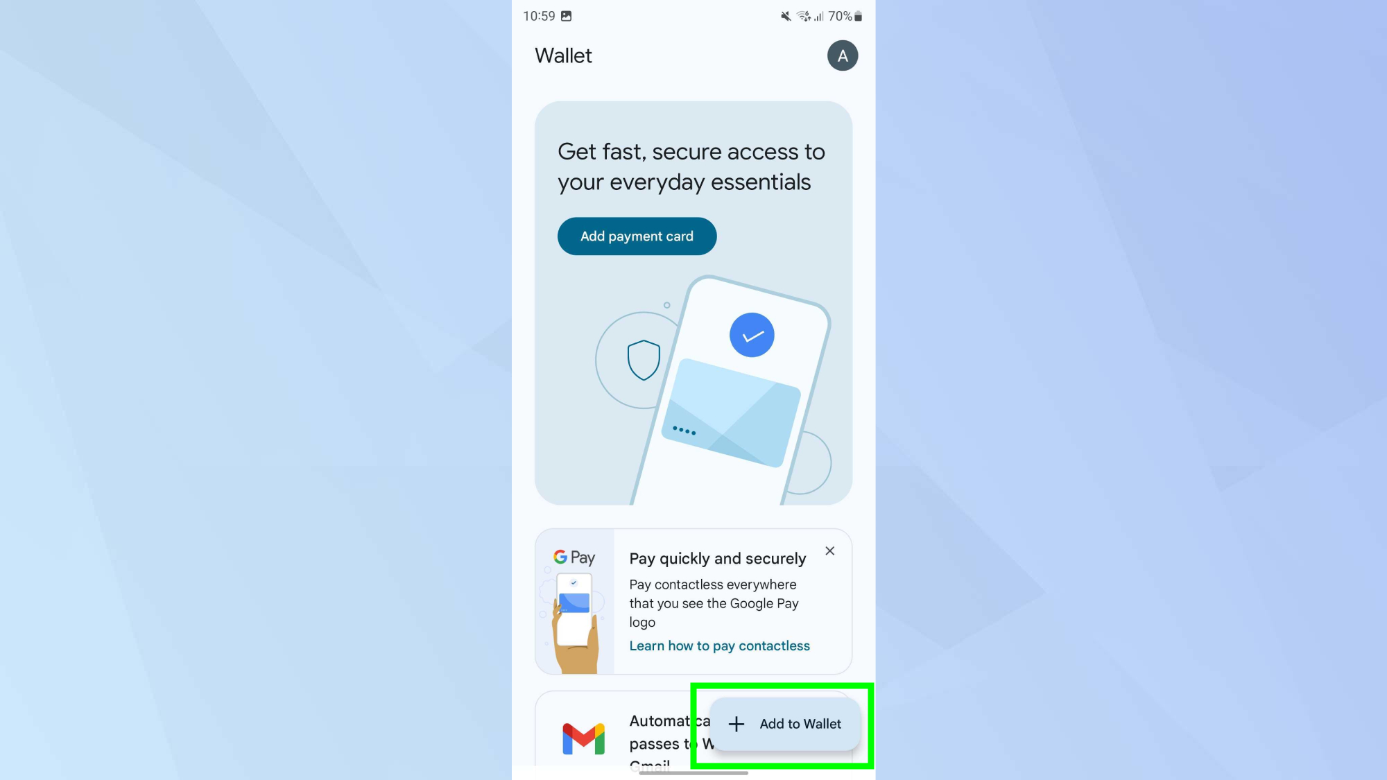 کیف پول Google به کیف پول اضافه کنید 