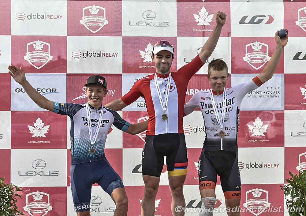 U23 podium: Noah Simms, Ed Walsh, and Connor Toppings