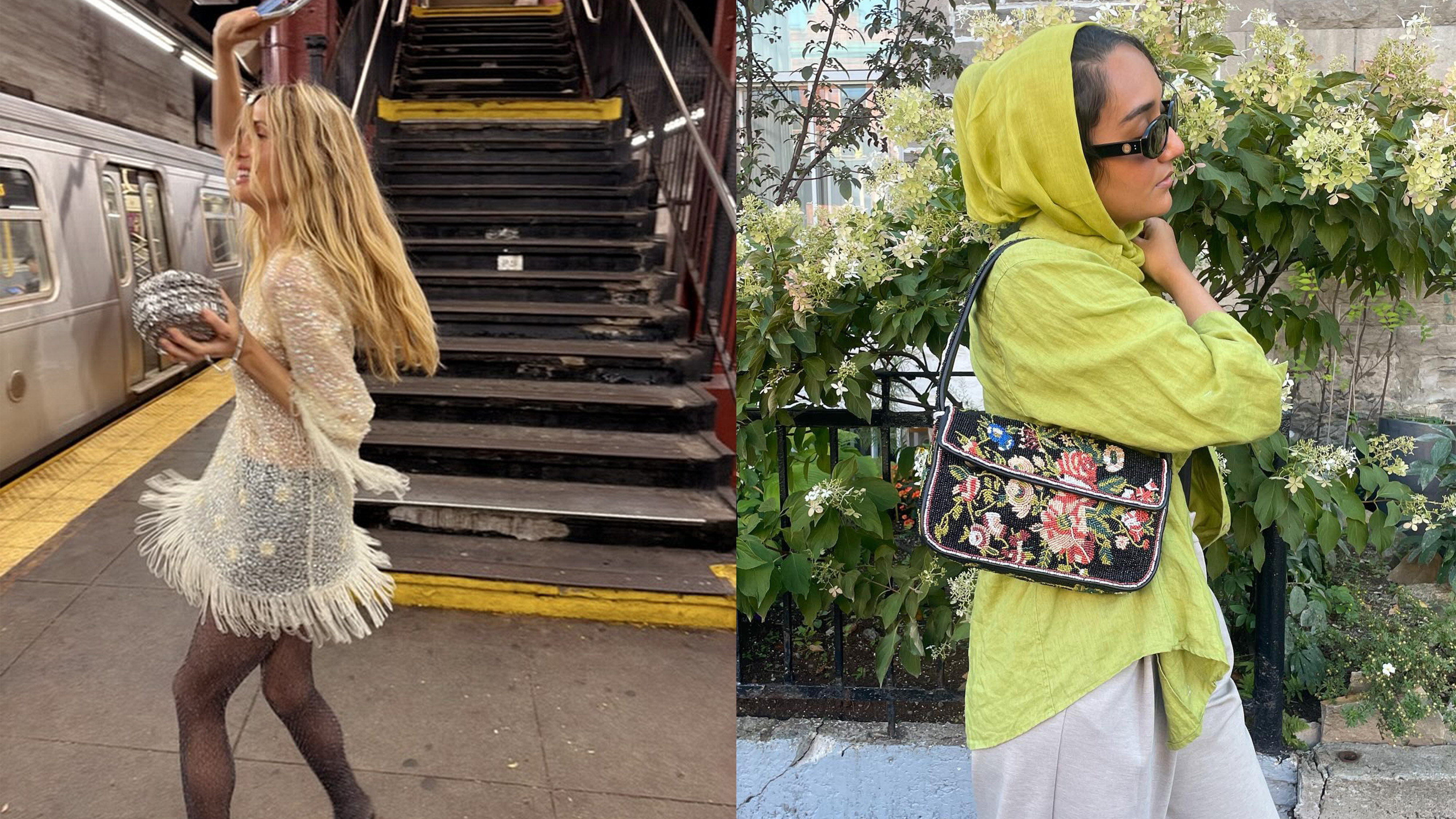 Courtney Grow and Yusra Siddiqui wearing beaded fashion items. 