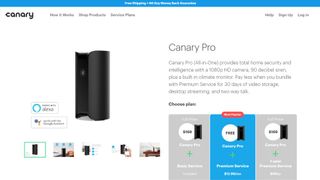 Website screenshot for Canary Pro